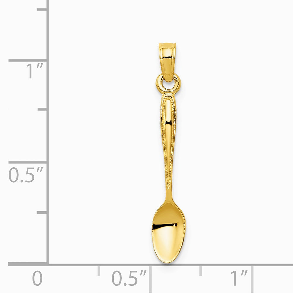 10K / 14K Yellow Gold 3-D Table Spoon Pendant - Product Photo