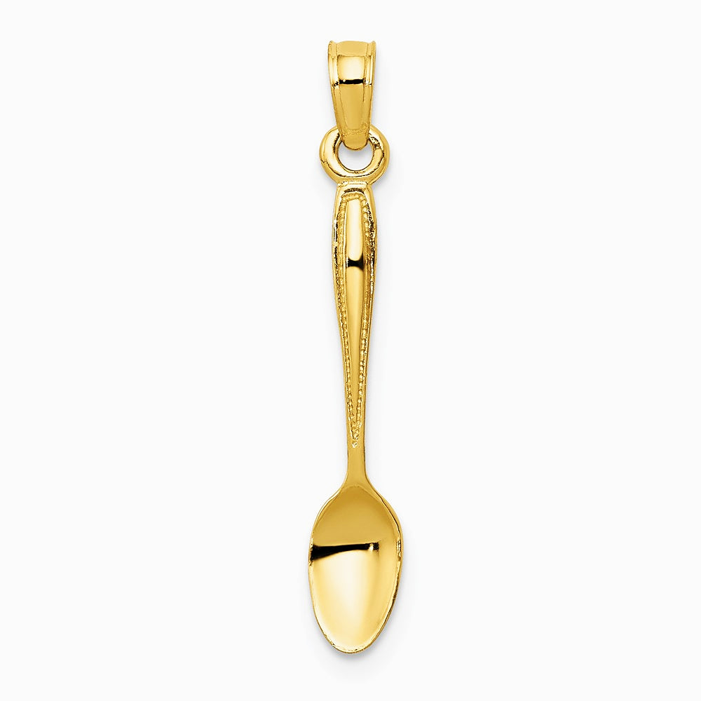 10K / 14K Yellow Gold 3-D Table Spoon Pendant - Product Photo