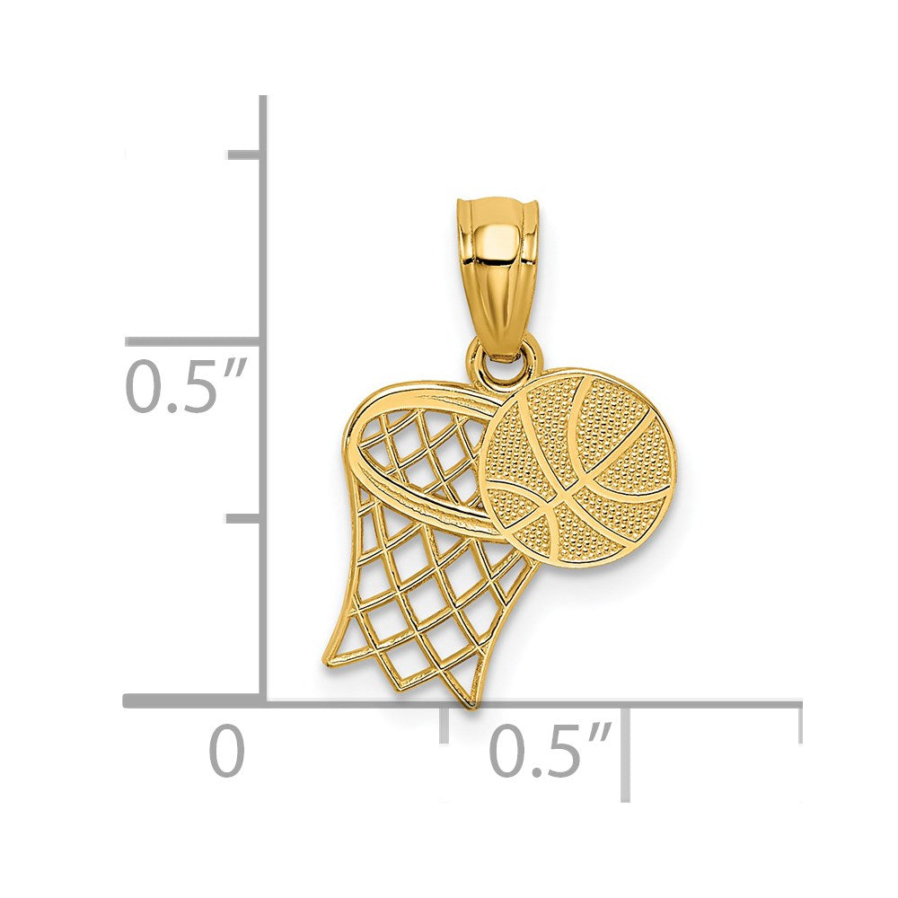 14K Basketball and Hoop Pendant - Product Photo
