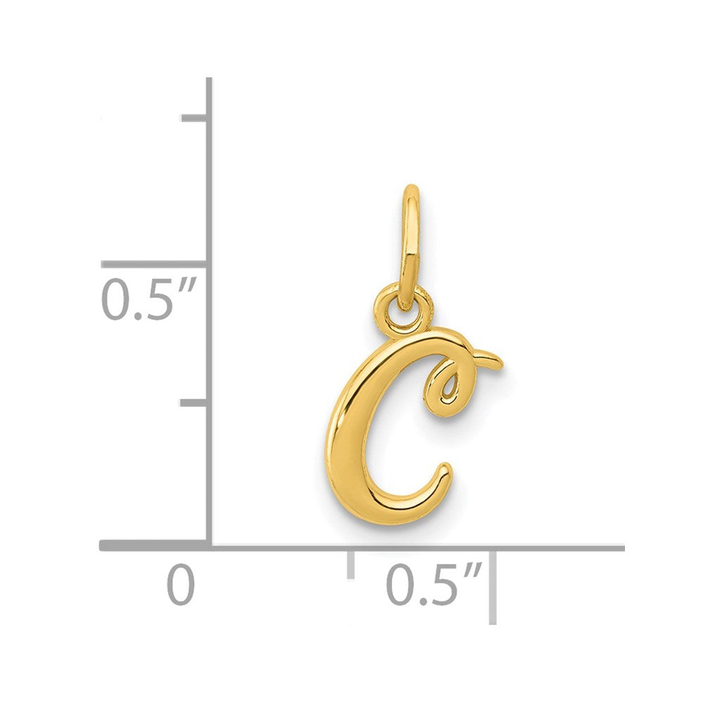 10K / 14K Yellow Gold Letter c Initial Charm - Product Photo