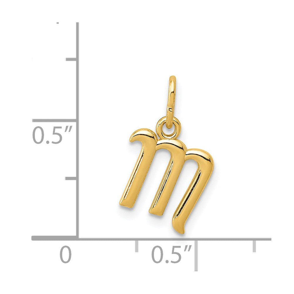 10K / 14K Yellow Gold Letter m Initial Charm - Product Photo