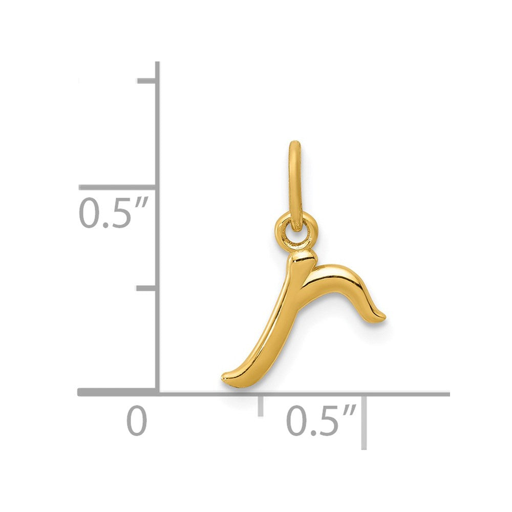 10K / 14K Yellow Gold Letter r Initial Charm - Product Photo