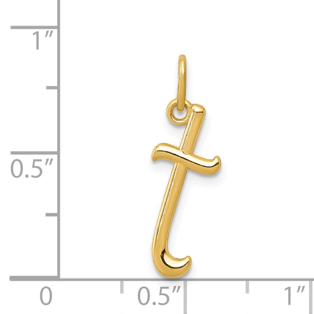 10K / 14K Yellow Gold Letter t Initial Charm - Product Photo