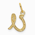 10K / 14K Yellow Gold Letter u Initial Charm - Product Photo