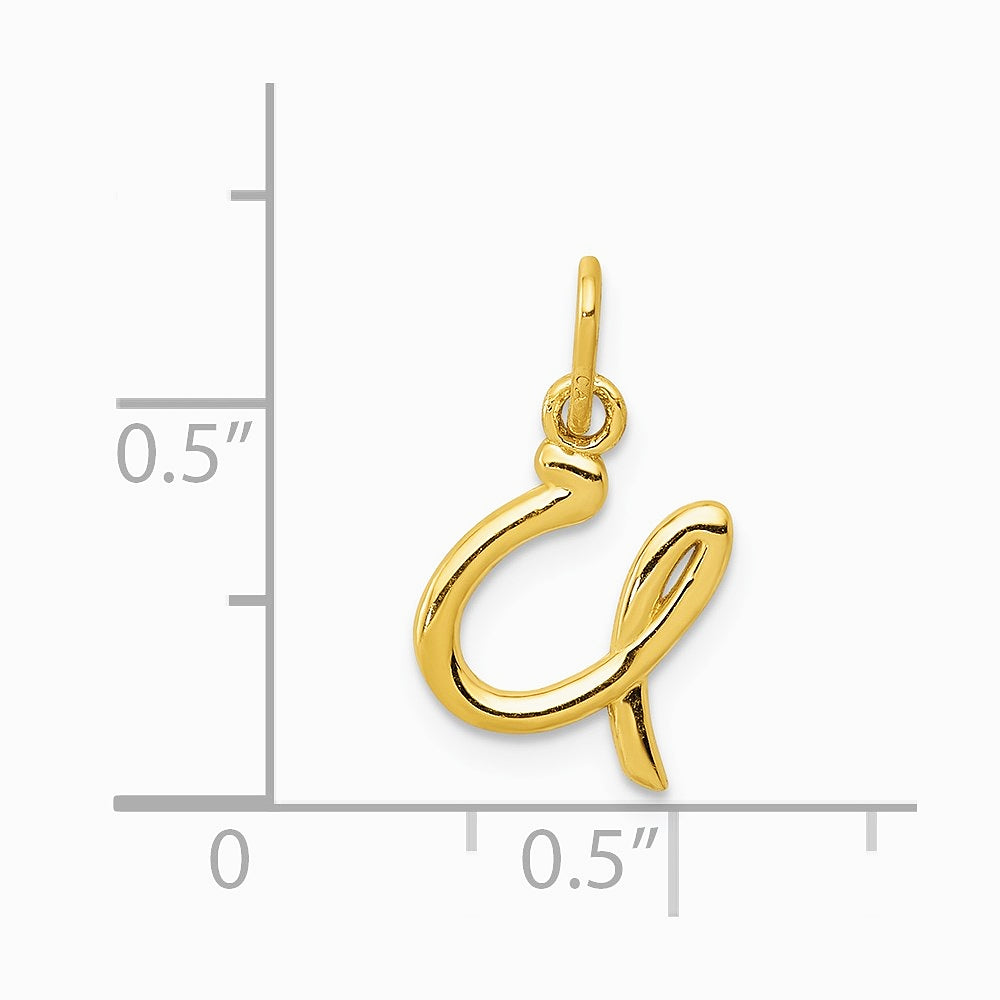 10K / 14K Yellow Gold Letter u Initial Charm - Product Photo