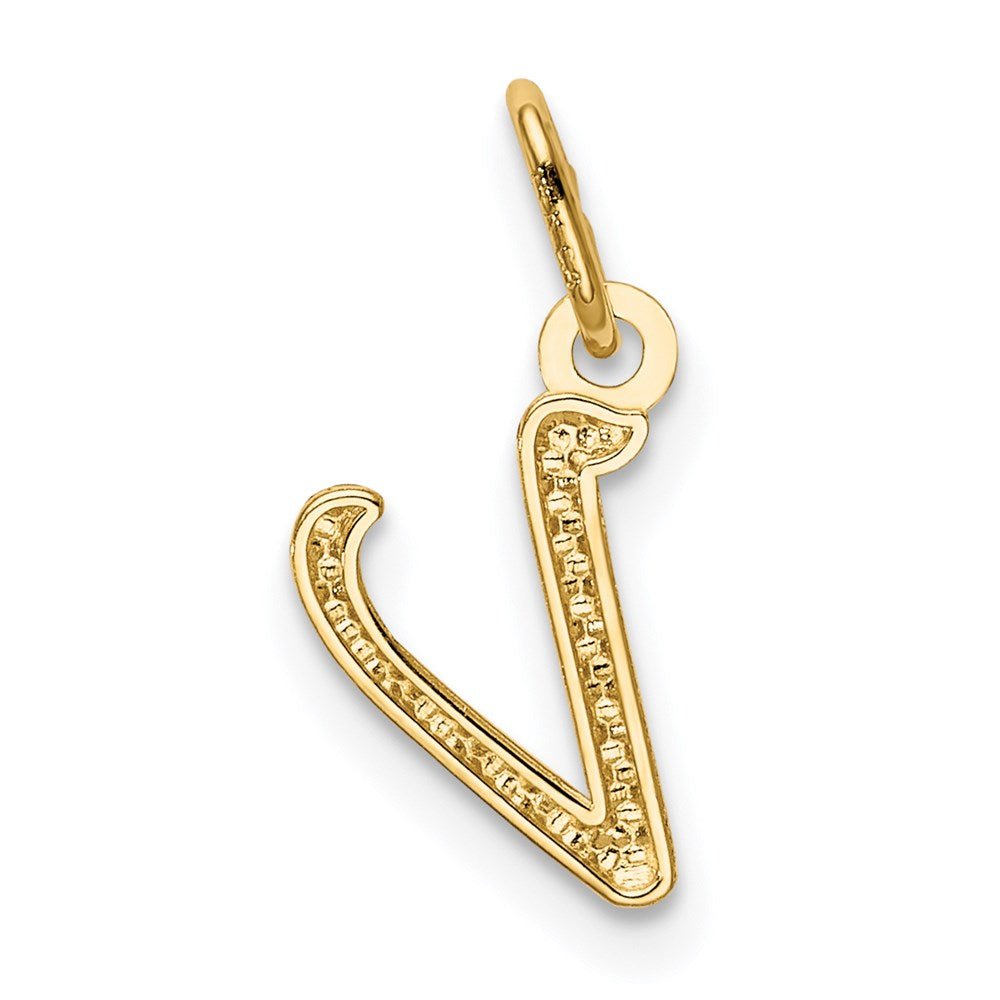 10K / 14K Yellow Gold Letter v Initial Charm - Product Photo