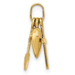 14K Yellow Gold Polished Heart Cross Anchor Pendant - Product Photo