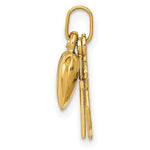 14K Yellow Gold Polished Heart Cross Anchor Pendant - Product Photo