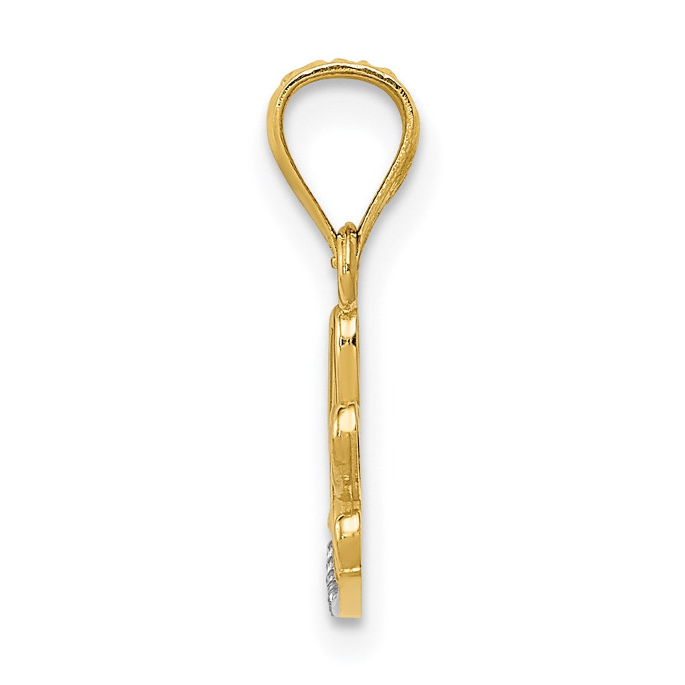 14k w/Rhodium Diamond-cut LOVE Pendant - Product Photo