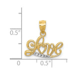 14k w/Rhodium Diamond-cut LOVE Pendant - Product Photo
