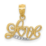 14k w/Rhodium Diamond-cut LOVE Pendant - Product Photo
