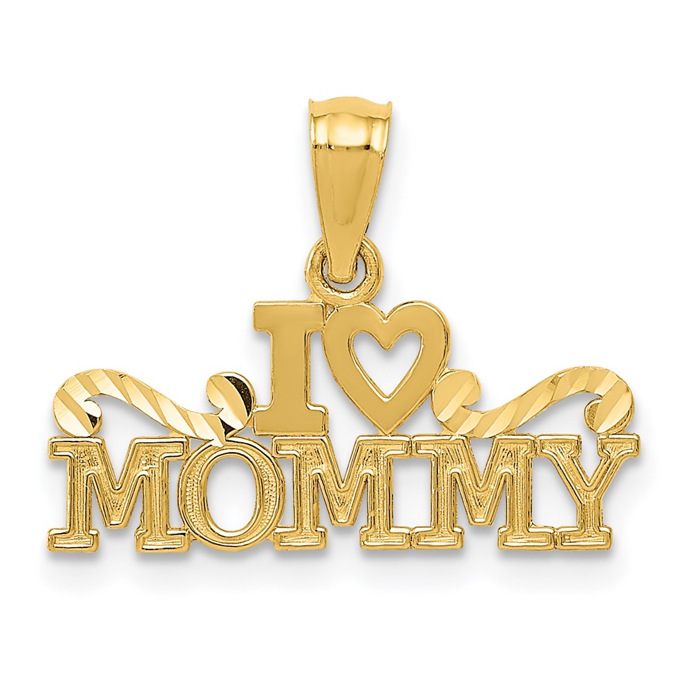14K Yellow Gold I Heart Mommy Pendant - Product Photo
