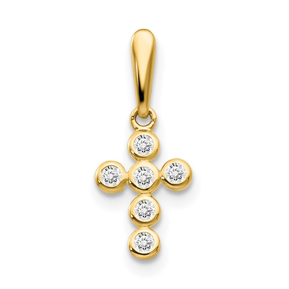 14K Yellow Gold CZ Children's Cross Pendant