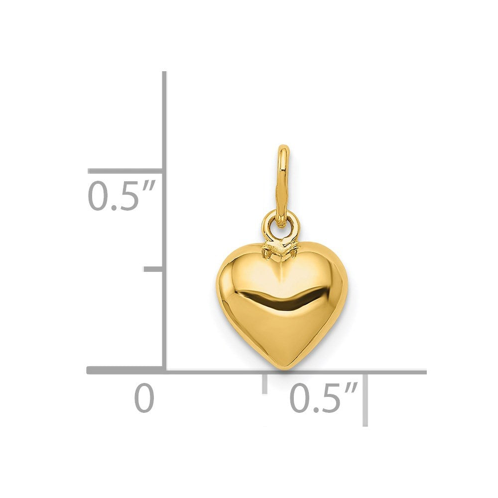 14K Polished 3-D Puffed Heart Charm - Product Photo