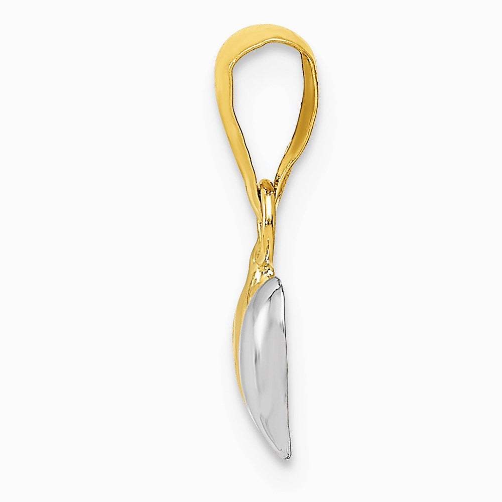14K Yellow & Rhodium with White Rhodium Double Heart Pendant - Product Photo