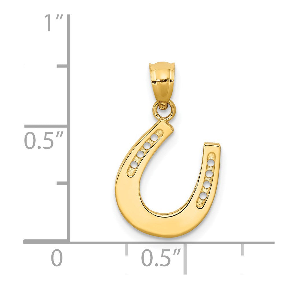 14k Gold Polished Horseshoe Pendant - Product Photo