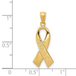 10K / 14K Yellow Gold Gold Polished Survivor Ribbon Pendant - Product Photo