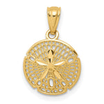 14k Gold Polished Filigree Sand Dollar Pendant - Product Photo