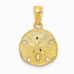 10K / 14K Yellow Gold Gold Polished & Textured Sand Dollar Pendant - Product Photo