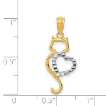14k Rhodium-Plated Polished Cat w/Heart Pendant - Product Photo