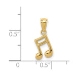 14k Gold Polished Music Note Pendant - Product Photo