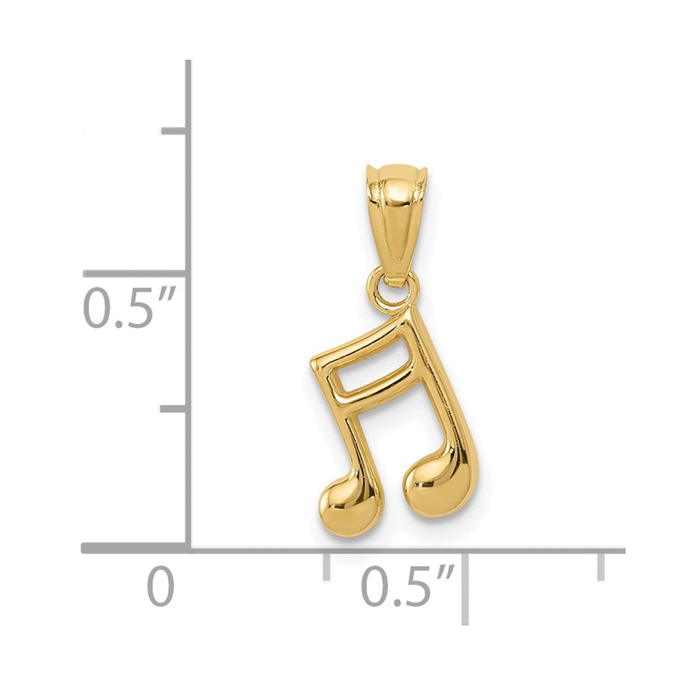 14k Gold Polished Music Note Pendant - Product Photo