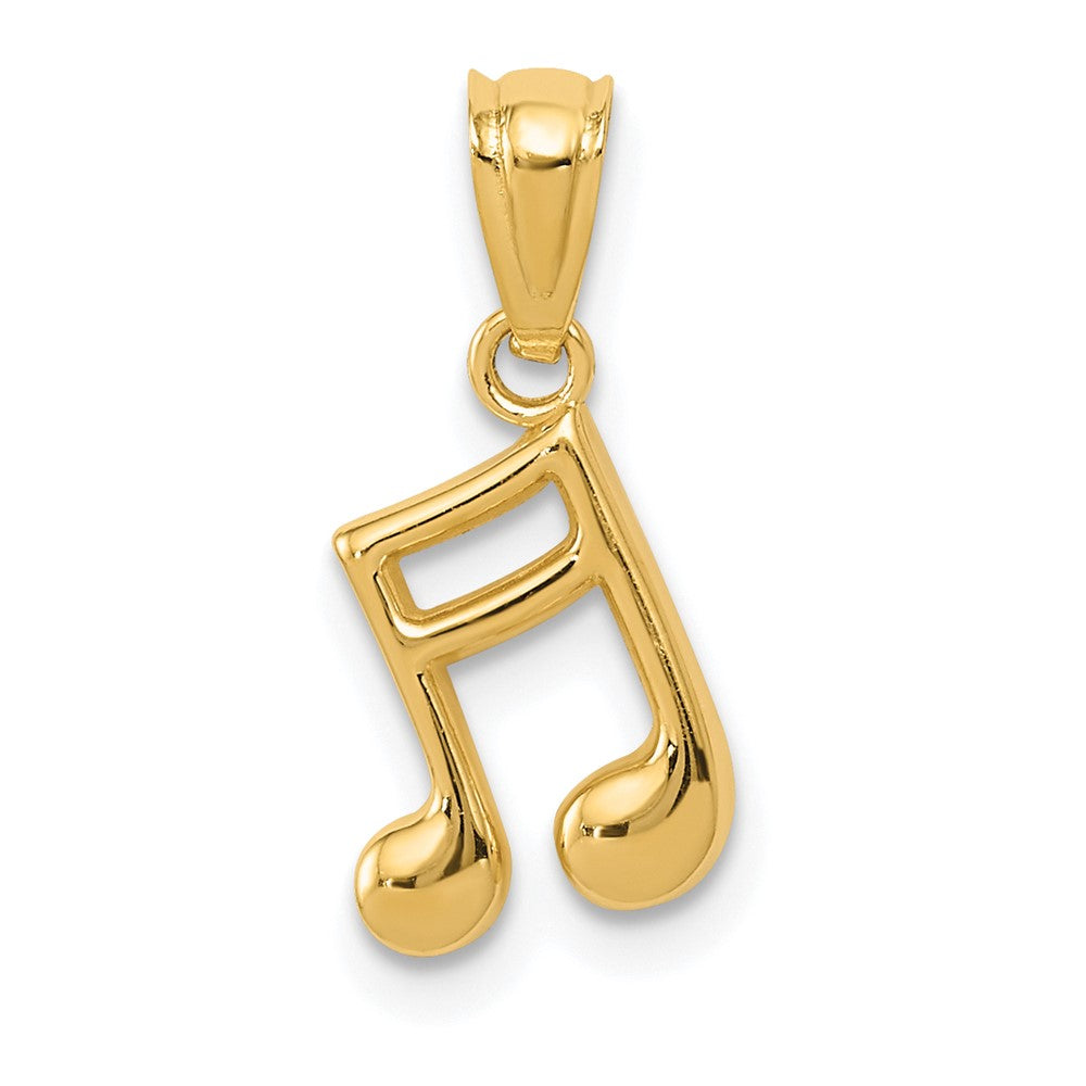 14k Gold Polished Music Note Pendant - Product Photo