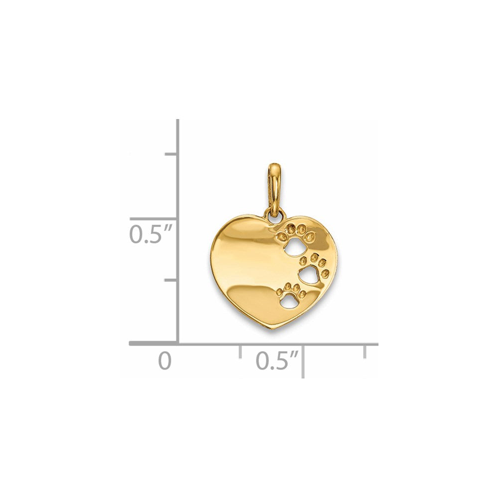 14k Childrens Heart with Pawprints Pendant - Product Photo