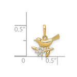 14K Bird on a Branch CZ Pendant - Product Photo