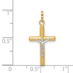 14k with White Rhodium Polished Hollow Crucifix Charm - Product Photo