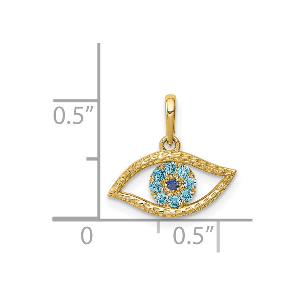 10K / 14K Yellow Gold Blue CZ Eye Pendant - Product Photo