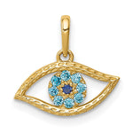 10K / 14K Yellow Gold Blue CZ Eye Pendant - Product Photo