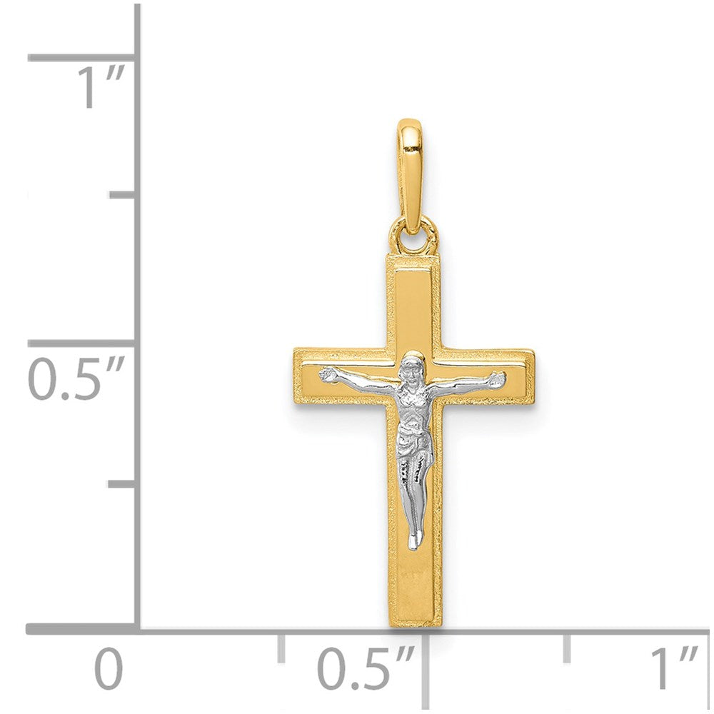 14K Two-tone Crucifix Pendant - Product Photo