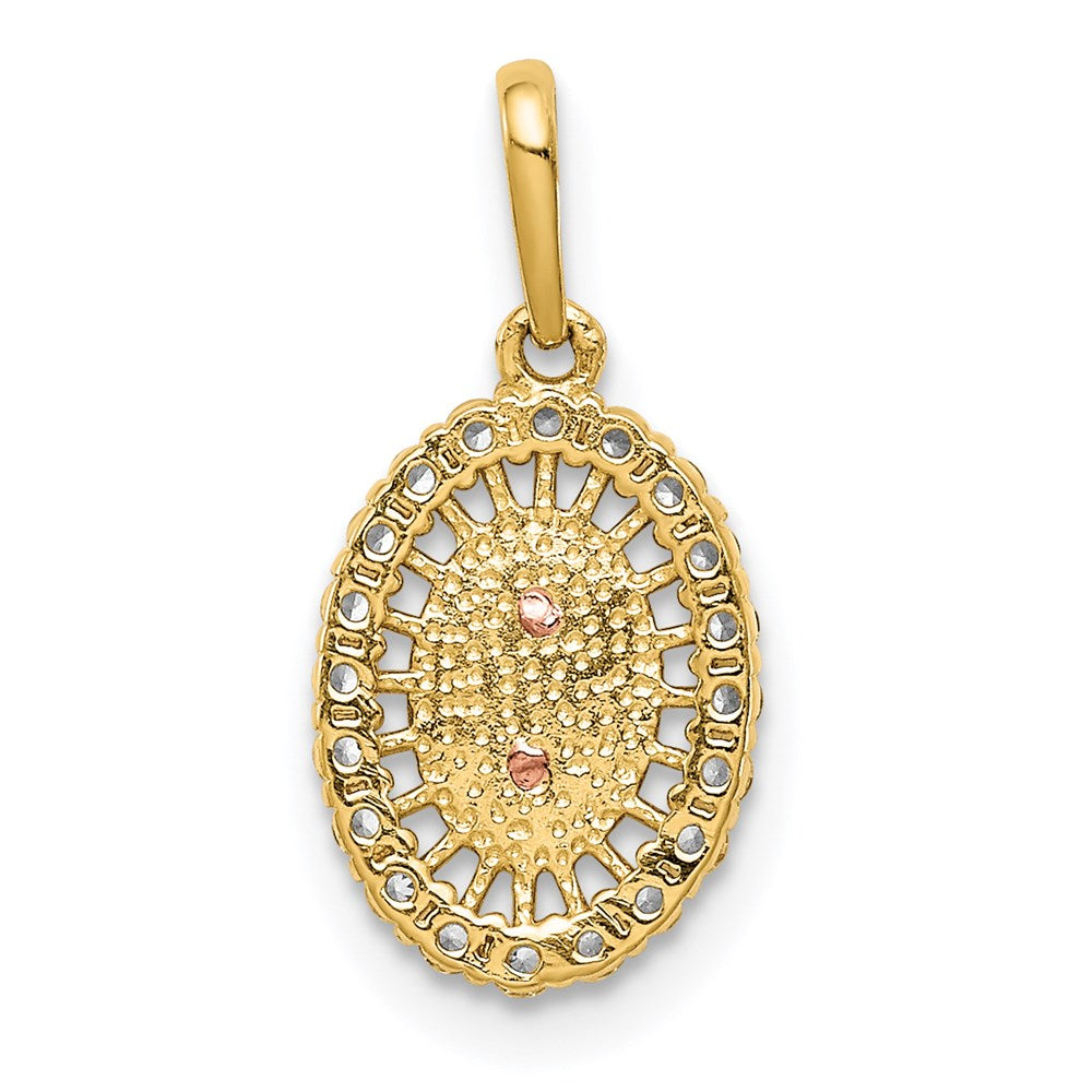 14K Two-tone Our Lady of Guadalupe CZ Pendant - Product Photo