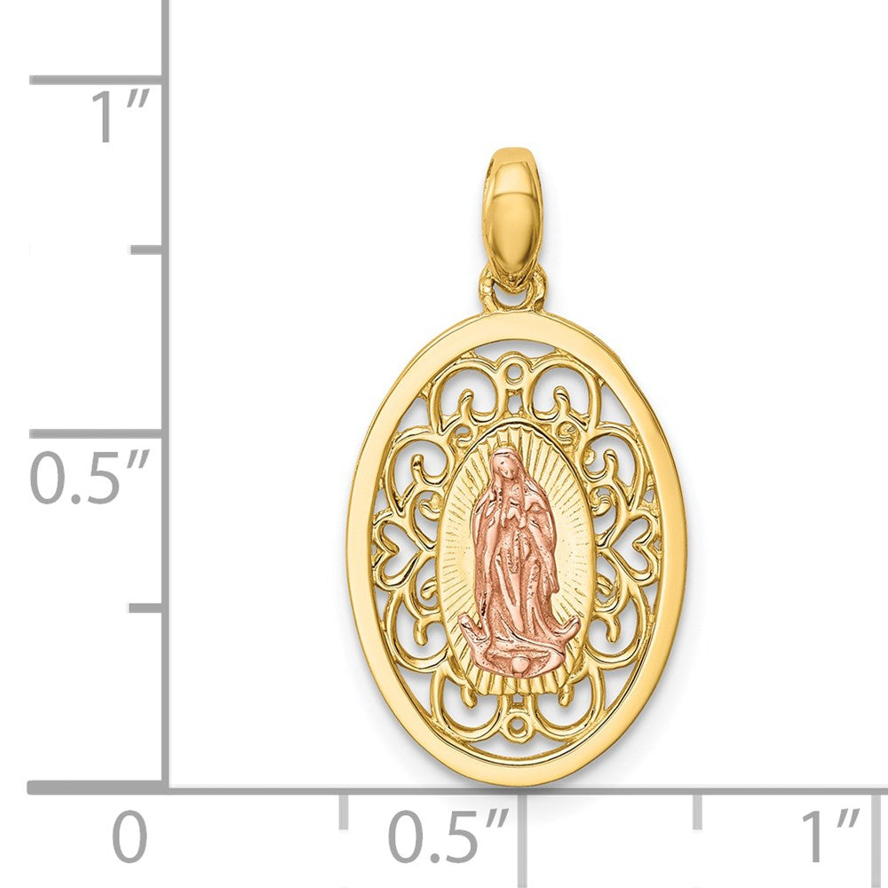 14K Two-tone Our Lady of Guadalupe Pendant - Product Photo