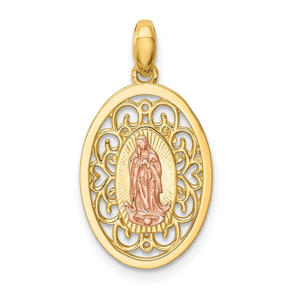 14K Two-tone Our Lady of Guadalupe Pendant - Product Photo