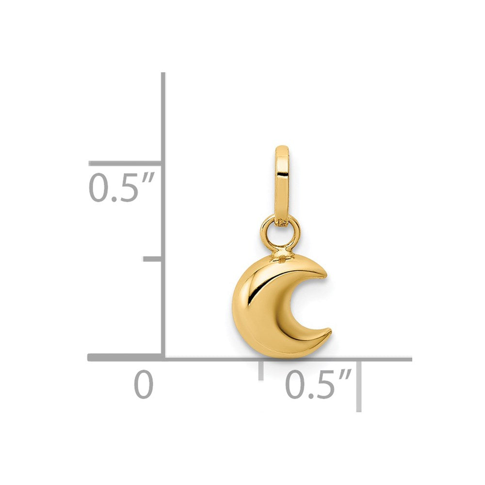 14k Polished Puffed Moon Charm - Product Photo