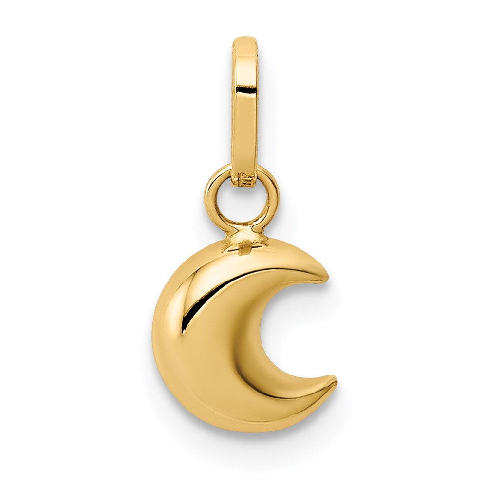 14K Yellow Gold Polished Puffed Moon Charm