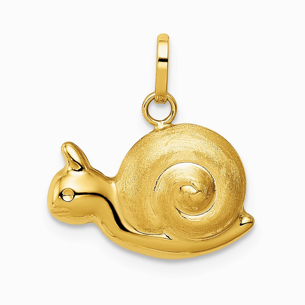 14K Yellow Gold Hollow Satin & Polished Snail Charm