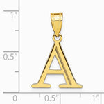 10K / 14K Yellow Gold Polished Etched Letter A Initial Pendant - Product Photo