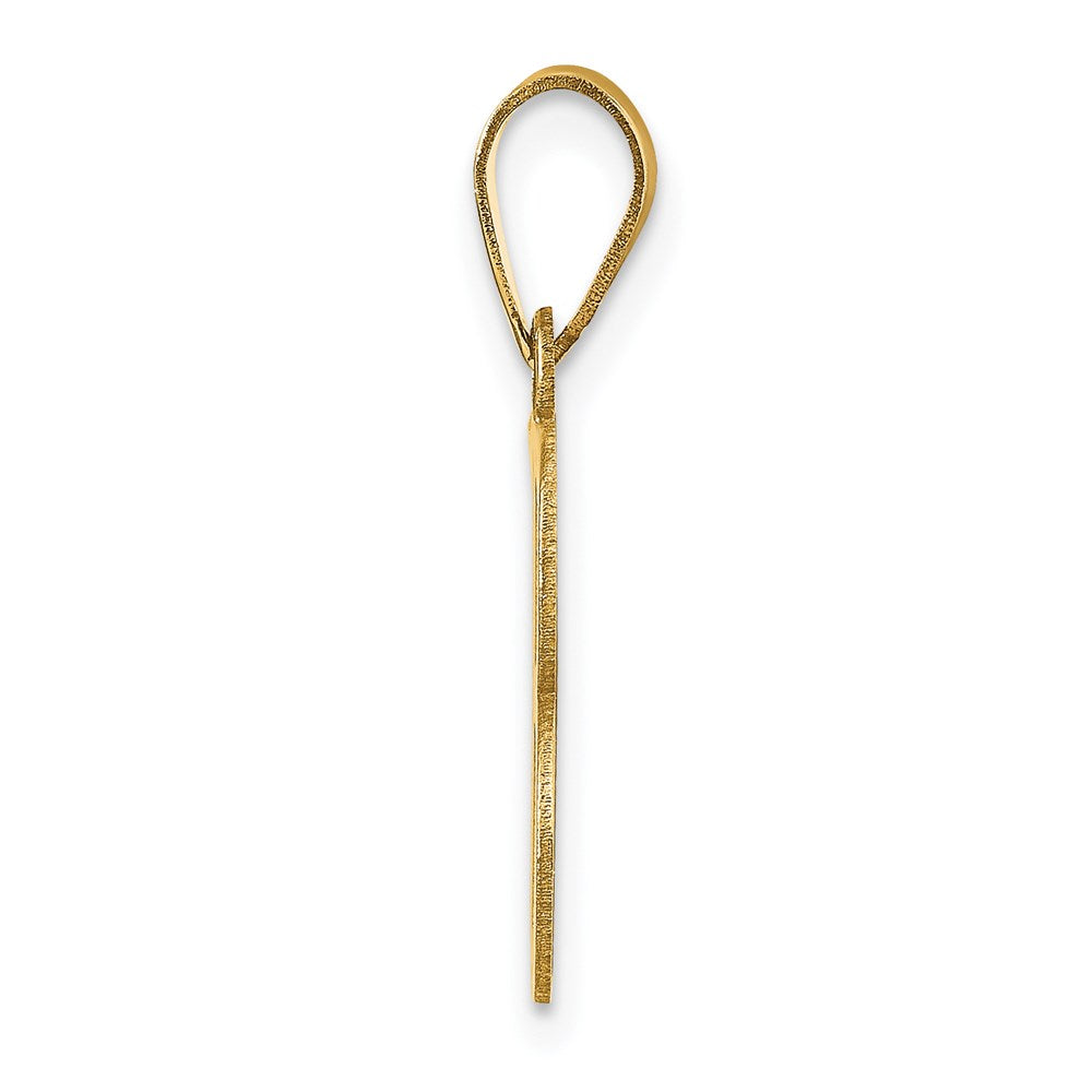 10K / 14K Yellow Gold Polished Etched Letter B Initial Pendant - Product Photo