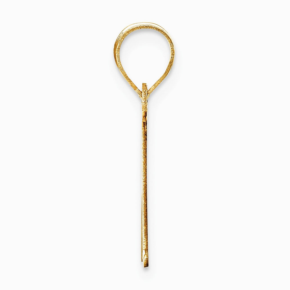 10K / 14K Yellow Gold Polished Etched Letter M Initial Pendant - Product Photo