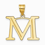 10K / 14K Yellow Gold Polished Etched Letter M Initial Pendant - Product Photo