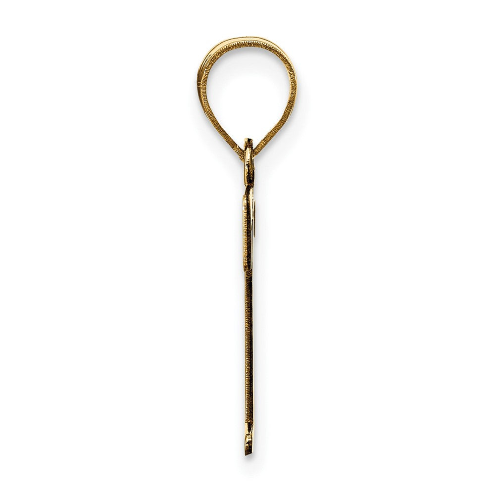 10K / 14K Yellow Gold Polished Etched Letter T Initial Pendant - Product Photo