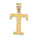 10K / 14K Yellow Gold Polished Etched Letter T Initial Pendant - Product Photo