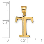 10K / 14K Yellow Gold Polished Etched Letter T Initial Pendant - Product Photo
