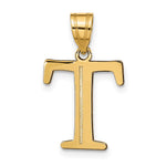 10K / 14K Yellow Gold Polished Etched Letter T Initial Pendant - Product Photo