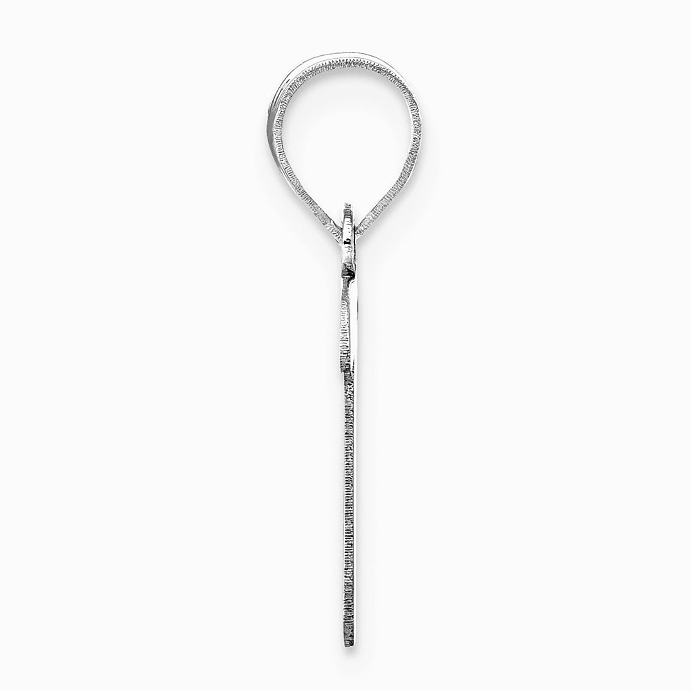 14K White Gold 14kw Polished Script Letter T Initial Pendant - Product Photo