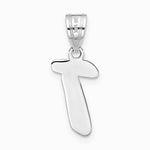 14K White Gold 14kw Polished Script Letter T Initial Pendant - Product Photo