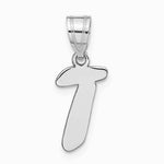 14K White Gold 14kw Polished Script Letter T Initial Pendant - Product Photo